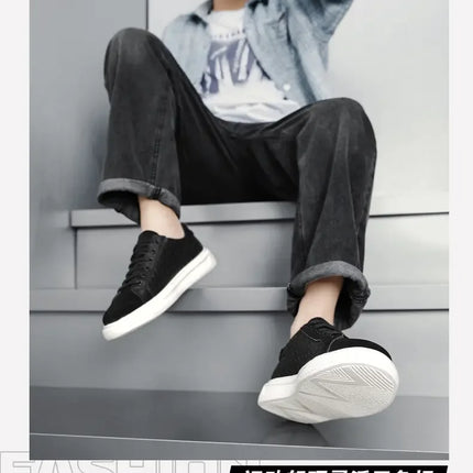 Sneakers Premium Breathable Woven Black Casual Shoes for Men Lightweight Comfortable Daily Walking Outdoor Footwear