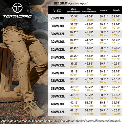 TOPTACPRO Men's Flex Ripstop Water-Resistant Lightweight Stretch Cargo Trousers for EDC Outdoor Work Hiking 8201
