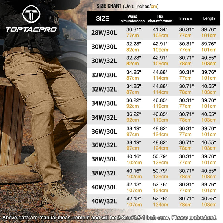 TOPTACPRO Men's Flex Ripstop Water-Resistant Lightweight Stretch Cargo Trousers for EDC Outdoor Work Hiking 8201