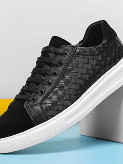 Sneakers Premium Breathable Woven Black Casual Shoes for Men Lightweight Comfortable Daily Walking Outdoor Footwear