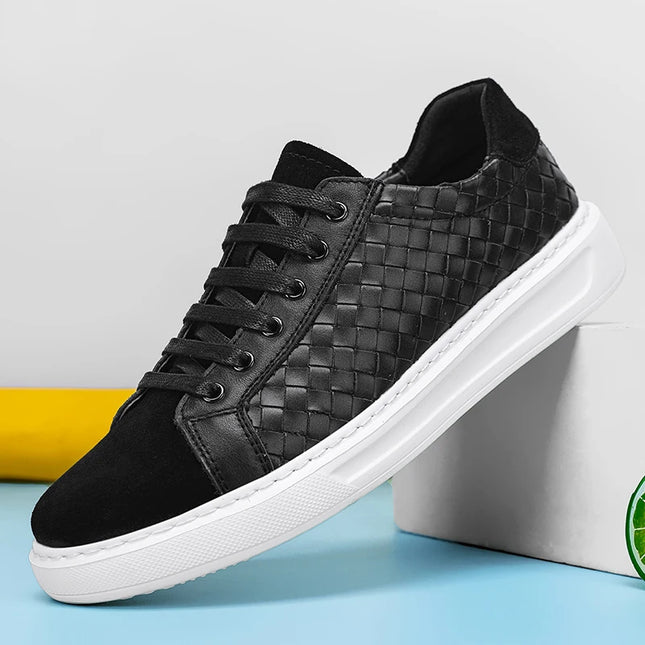 Sneakers Premium Breathable Woven Black Casual Shoes for Men Lightweight Comfortable Daily Walking Outdoor Footwear