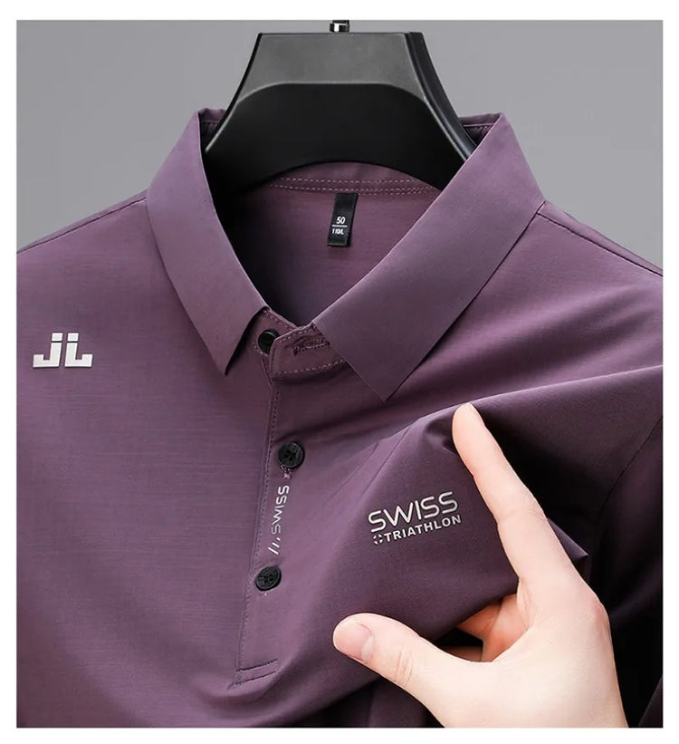 BROWON 2025 Estate 2025 Tendenze Polo Maglietta da uomo Manica corta Antirughe Colletto rovesciato Sottile Cool Business Tee Shirt Homme