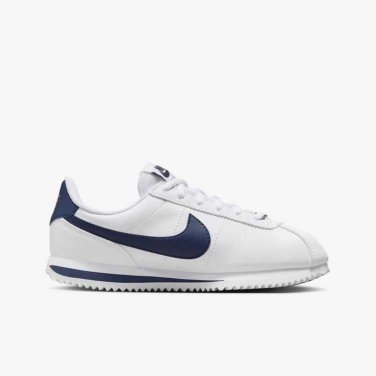 Scarpe casual basse Nike Cortez Basic Sl in pelle sintetica, versatili, alla moda, resistenti all'usura, bianche e blu 904764-106