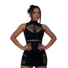 Copricostume da Spiaggia per Donne, Mini Abito Traforato in Rete, Senza Maniche, Collo Alto, Aderente, per Estate, Spiaggia, Club, Festa, Outfit da Sera platinumshop