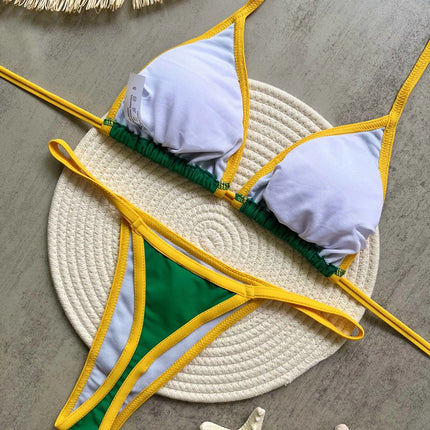 Nuovo Bikini Donna 2026 con Stampa Divisa, Costume da Bagno Moda G-string Push-up per Vacanze al Mare, Abbigliamento da Spiaggia Thong