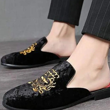 Pantofole antiusura in pelle da uomo Mocassini slip-on in velluto Scarpe da mulo alla moda