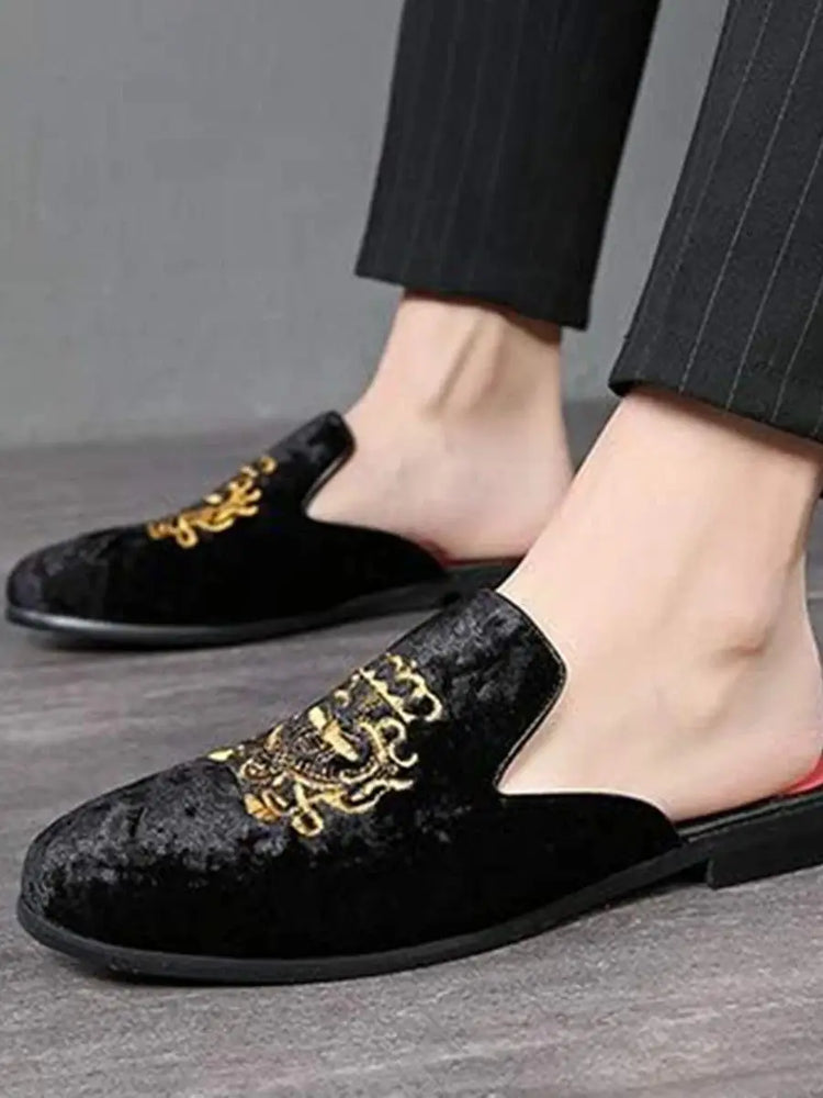 Pantofole antiusura in pelle da uomo Mocassini slip-on in velluto Scarpe da mulo alla moda