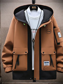 Windbreaker Regular Zipper Jacket 2023 Spring Men's Hooded Trend Printed Jacket Hip Hop Top Men's Low Price