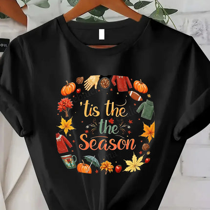 Comoda maglietta da donna con stampa "T-shirt Falling Leaves Rising Spirits - Maglietta con grafica floreale autunnale"
