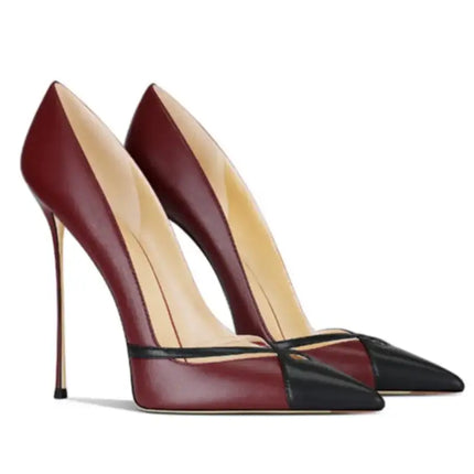 Scarpe da banchetto slip-on con tacco alto in pelle bianca opaca patchwork con punta a punta e tacchi a spillo bassi platinumshop