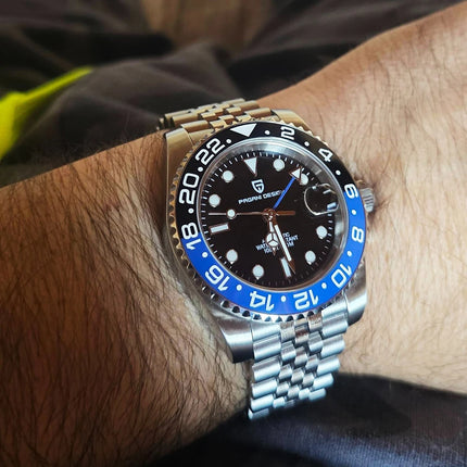 Nuovo Orologio Meccanico Automatico PAGANI DESIGN GMT 2026 per Uomo, Ghiera in Ceramica, Impermeabile 100ATM, Orologio Sportivo Nautico da Immersione, Orologio da Polso Maschile in Acciaio Inossidabile + Reloj Hombre + Scatol