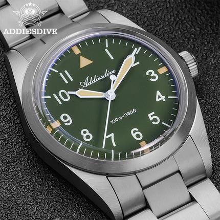 ADDIESDIVE 36mm Men's Luxury Watch VH31 Titanium Alloy  Watch Super Luminous 100m Waterproof Men's Luminous Quartz Watches