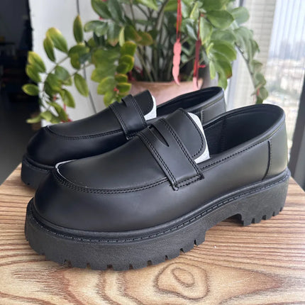 Mocassini STRONGSHEN scarpe da uomo in pelle con suola spessa scarpe da lavoro formali nere in stile britannico scarpe Casual Slip-On di lusso di moda