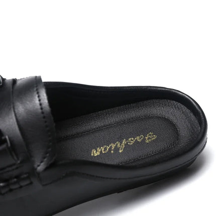 Mezze pantofole da uomo in pelle estiva Scarpe casual da uomo traspiranti Scarpe da guida pigre slip-on Comode mocassini da passeggio Mocassini