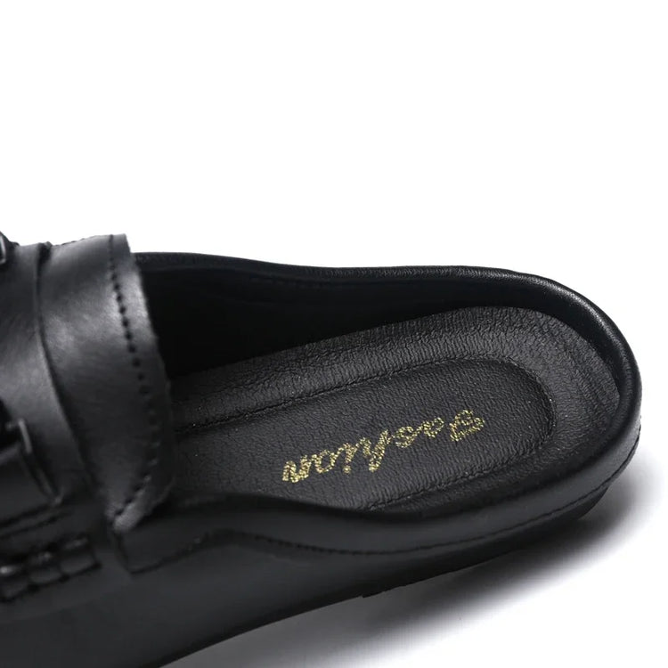 Mezze pantofole da uomo in pelle estiva Scarpe casual da uomo traspiranti Scarpe da guida pigre slip-on Comode mocassini da passeggio Mocassini