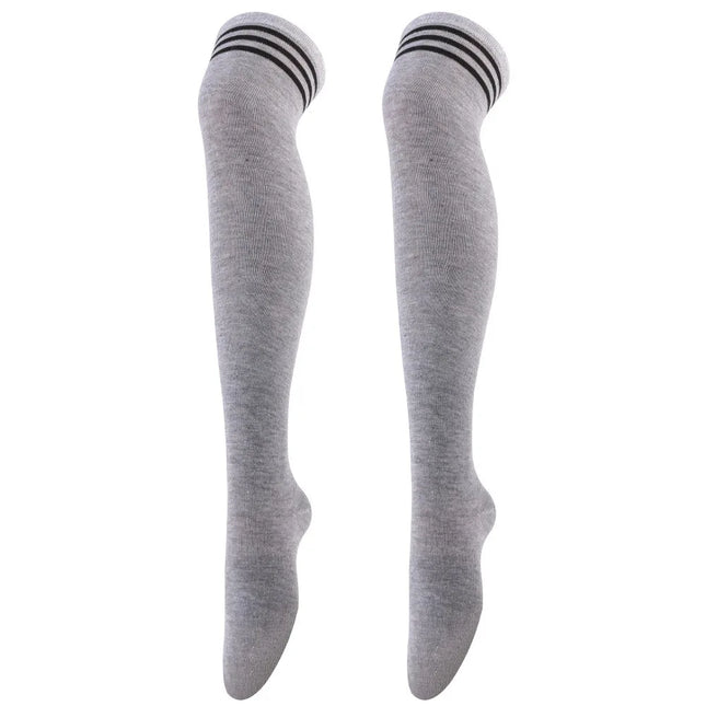 Chaussettes JK pour femmes Chaussettes de cosplay pour la fête d'Halloween Chaussettes montantes au-dessus du genou Chaussettes chaudes Chaussettes hautes pour bottes pour femmes Chaussettes longues à triple bande