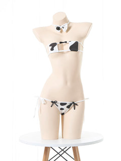 Strap Sexy Lingerie Set Japanese Cosplay Cow Costume Kawaii Cute Style Bra Panties Sweet Mini Milk Bikini Underwear T Pants Suit