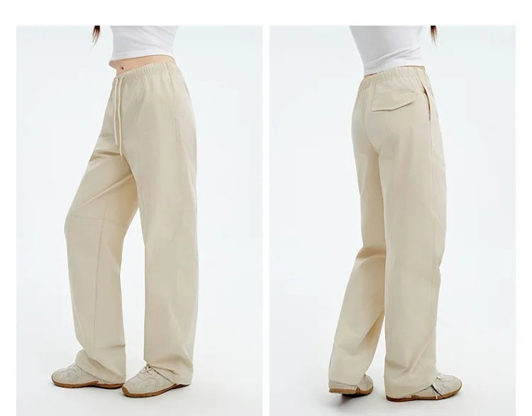 Metersbonwe Women's Cargo Jogger Pants Loose Fit Drawstring Elastic Waist Streetwear Casual Trousers Trendy Tapered Sweatpants