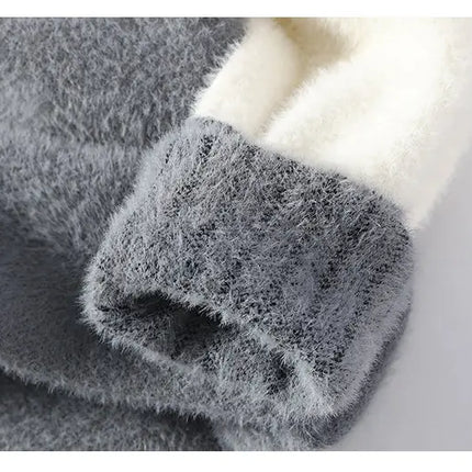 Thickened Winter Semi High Neck Knitted Sweater with Anti Pilling Splicing Men's Casual Long Sleeved Bottom Printed Pullover