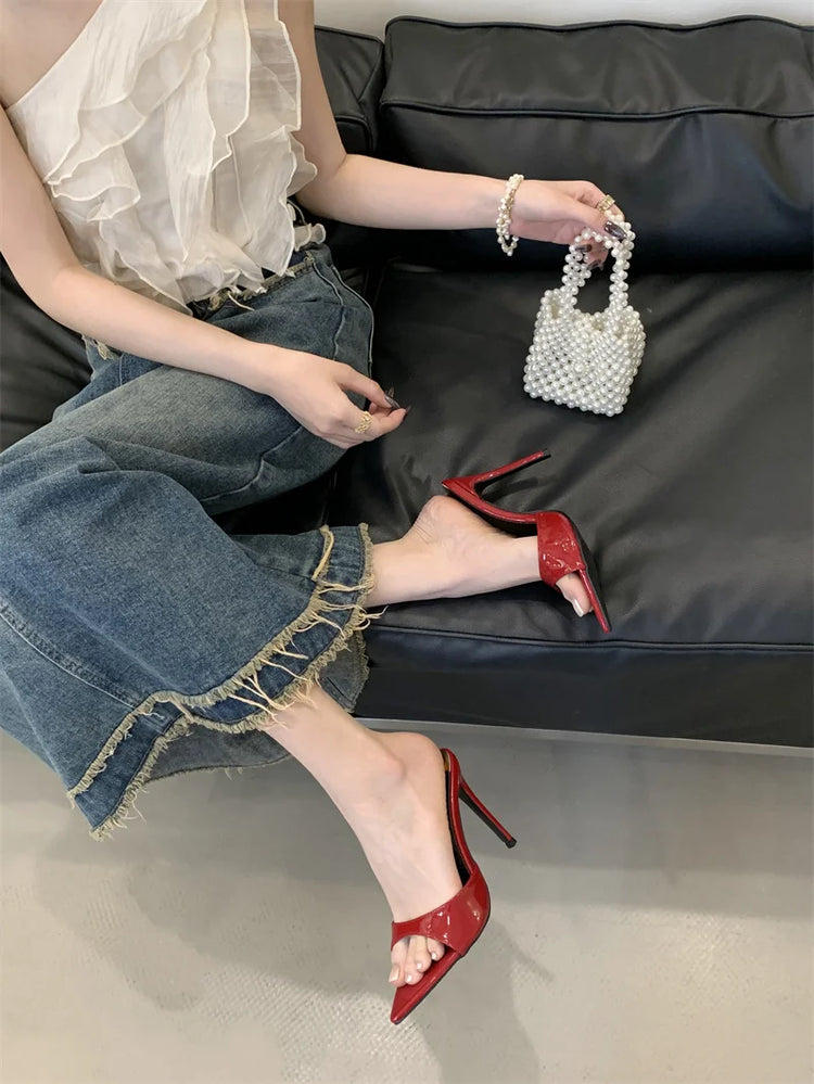 Hlieny 2026 Moda estiva Tacchi a spillo Donna Pantofole a punta Banchetto Abito Sandali Festa Matrimonio Mulo Presentazioni aziende produttrici giochi Scarpe