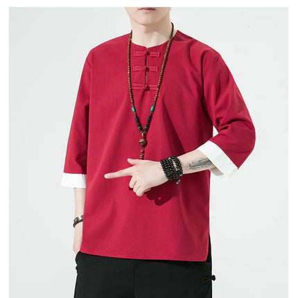 Camicie estive Uomo Stile cinese Kung Fu Tai Chi Camicette casual traspiranti tinta unita Uomo Cardigan tradizionale retrò Tang Suit