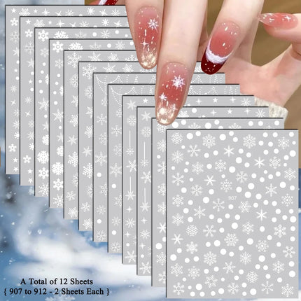 4 to 24 Sheets Xmas Snowflake Gold Silver Blue Holographic Self-Adhesive Winter Christmas Decor DIY Manicure Nail Art Stickers