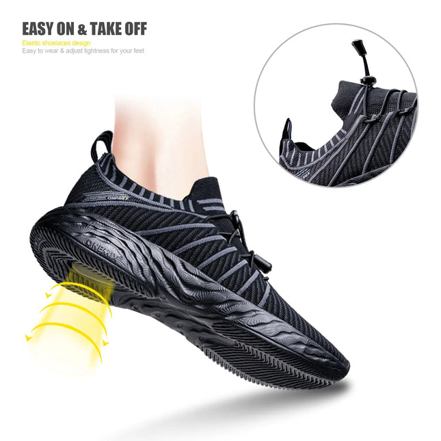 Scarpe da corsa impermeabili ONEMIX per uomo Sneakers Unisex in Mesh traspirante estivo per scarpe da Trekking da passeggio per uomo Slip-on all'aperto PlatiNum