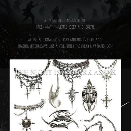 Set di Gioielli Punk Rock per Donne e Uomini, Collane e Anelli con Ciondolo a Croce Gotica, Collezione di Accessori Gioiello Audaci platinumshop