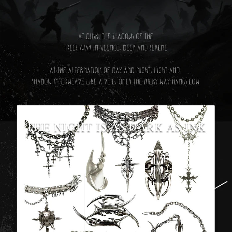 Set di Gioielli Punk Rock per Donne e Uomini, Collane e Anelli con Ciondolo a Croce Gotica, Collezione di Accessori Gioiello Audaci platinumshop