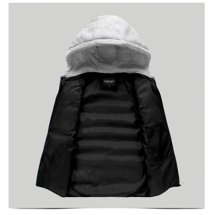 Autumn Winter Mens Warm Down Padded Vests Fashion Men Thermal Windbreaker Waistcoats Men Zipper Hooded Parkas Vests Clothing