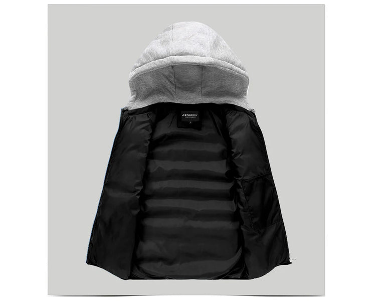 Autumn Winter Mens Warm Down Padded Vests Fashion Men Thermal Windbreaker Waistcoats Men Zipper Hooded Parkas Vests Clothing