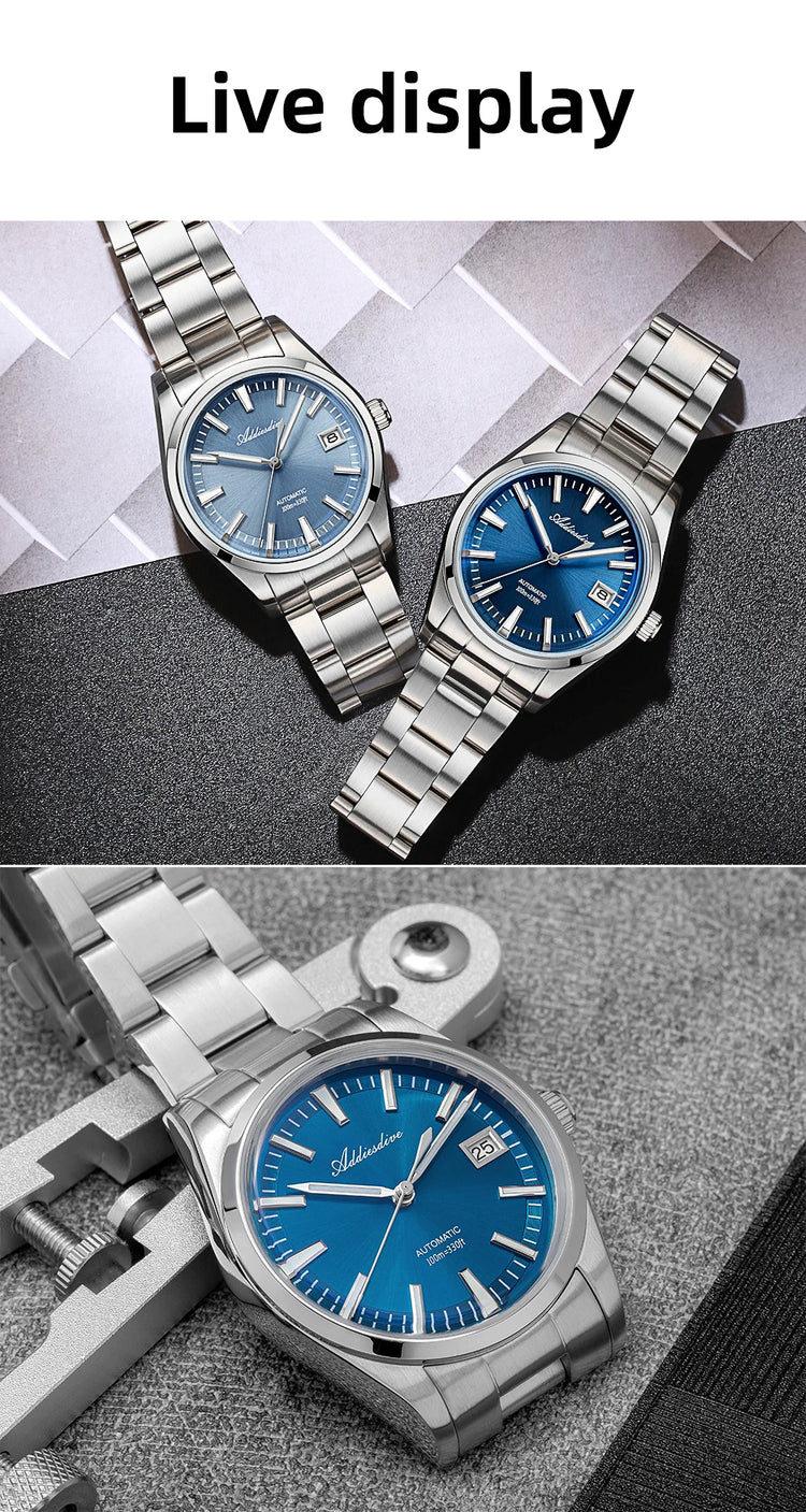 ADDIESDIVE Men's Automatic Mechanical Watch 316L Stainless Steel Luminous with Calendar 100M Waterproof Men's Wristwatch