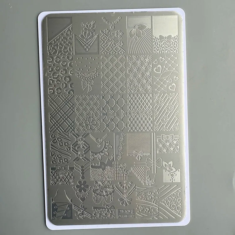 XMQ NAIL ART STAMPING PLATES LACE DESIGNS IMAGEPLATES DENIM STYLE TEMPLATE