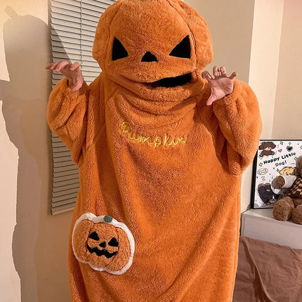 Cartoon Animal One‑Piece Pajamas Soft Coral Fleece Plush Jumpsuit Warm Loungewear For Home Sleepwear Theme Party Costume