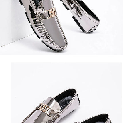 Scarpe a cuffia da uomo, scarpe slip-on primaverili ed estive, scarpe da uomo alla moda in pelle verniciata stile coreano, scarpe pigre basse, scarpe casual, fatte a mano
