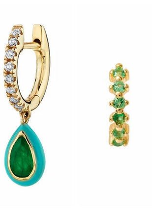 925 Sterling Silver Needle Green Zircon Gold Earrings Heart Hoop Earrings for Women Delicate Stud Earrings Luxury Jewelry Gifts PlatiNum