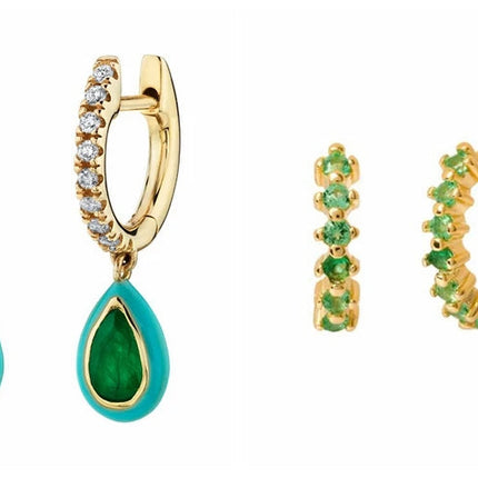 925 Sterling Silver Needle Green Zircon Gold Earrings Heart Hoop Earrings for Women Delicate Stud Earrings Luxury Jewelry Gifts PlatiNum