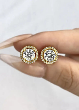 DW Certified Moissanite Diamond Stud Earrings for Women 925 Sterling Silver Round Halo Earrings Luxury Wedding Fine Jewelry PlatiNum