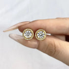 DW Certified Moissanite Diamond Stud Earrings for Women 925 Sterling Silver Round Halo Earrings Luxury Wedding Fine Jewelry PlatiNum