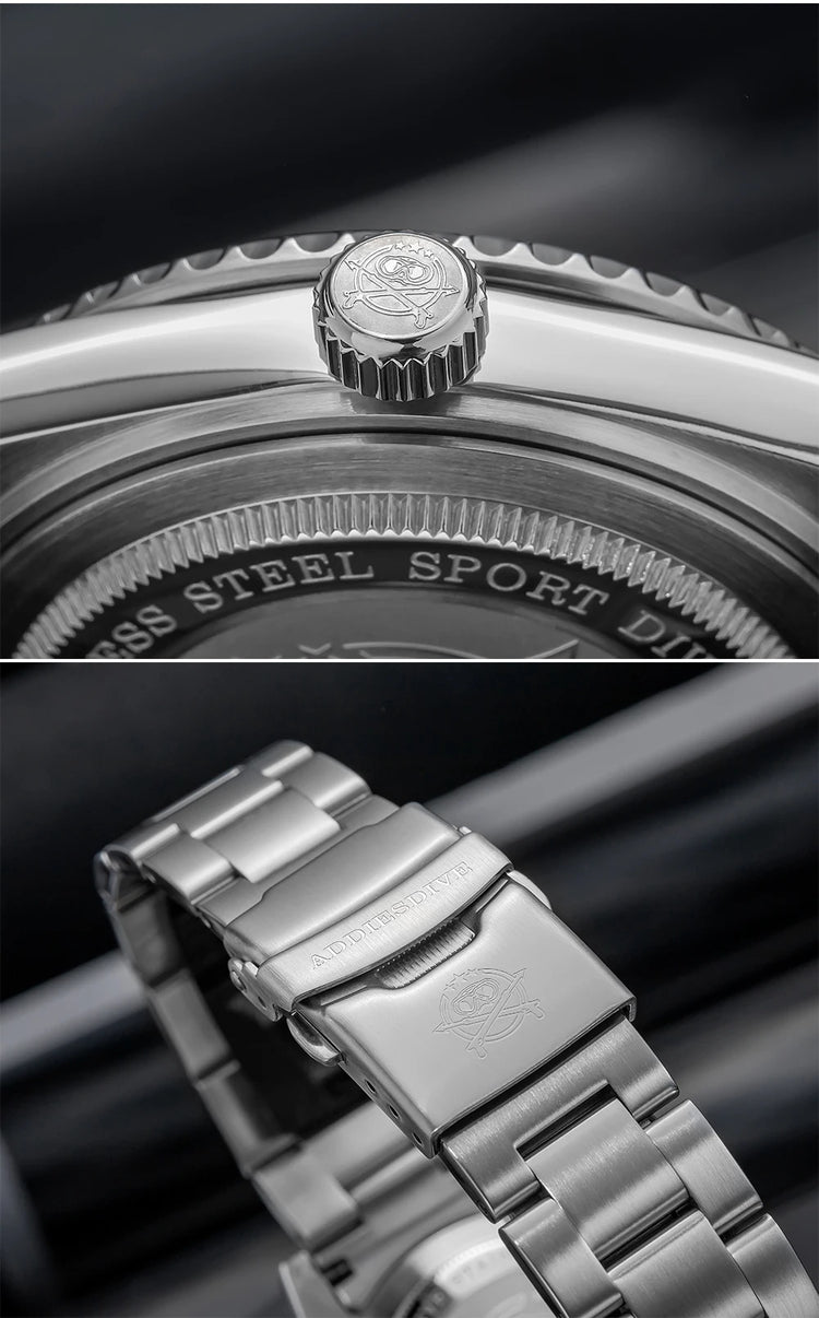 ADDIESDIVE Luxury Men's Analog Watch BGW9 Luminous Ceramic Bezel Bubble Mirror Glass Diver's Watch 200m Quartz Watches AD2068