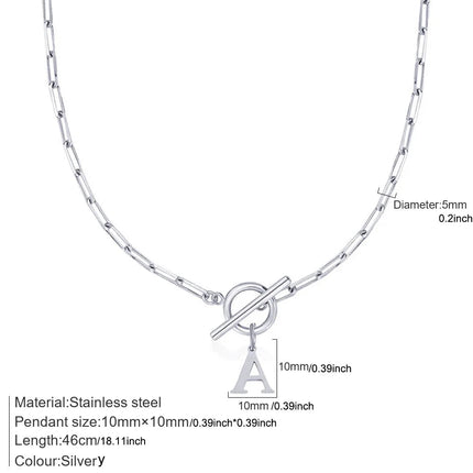Women stainless steel Initial necklace A-Z Letter charms pendant Choker Women silvery Chain Ot Deduction Necklace For Women 2025 PlatiNum