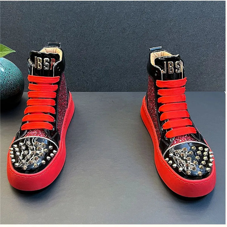 Rhinestone Luxury Designer Sneakers Italy Fashion Men Punk Hip Hop Platform Casual Shoes Trainers Business Wedding Loafers 93