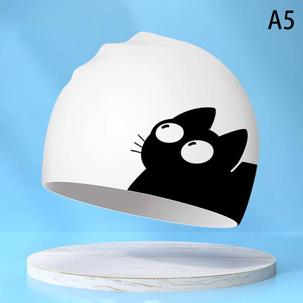 Cuffia da nuoto per gatti carini per orecchie a pelo lungo Proteggi i bambini Cuffia da piscina in silicone elastico impermeabile per bambini Cuffia da bagno Cappello da sub
