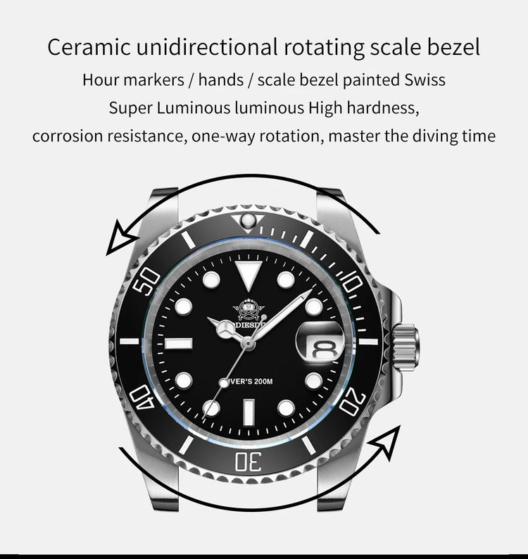 ADDIESDIVE Stainless Steel Watch Men's European and American Business Leisure Quartz Watch Waterproof Outdoor Sports Watch