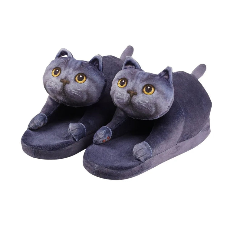 Tortoiseshell Cat EVA Cat Hugging Slippers Soft Creative Plush Kitty Slippers Cozy Animal Winter Fluffy Slides Women