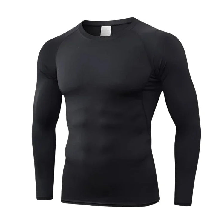 Men's Long Sleeved Sports T-Shirt With High Elasticity And Quick Drying Solid Color Long Sleeves for Autumn Winter PlatiNum