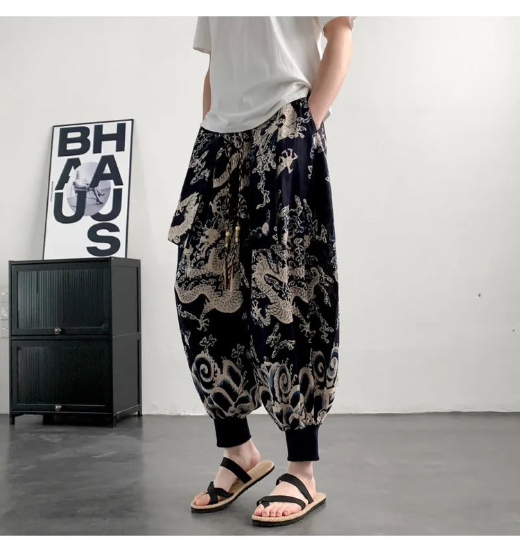 Pantaloni Estivi da Uomo 2026 in Cotone Leggero Sottile Comodi da Spiaggia, Pantaloni Larghi Casual Hip Hop Stampati, Pantaloni Jogger Oversize alla Moda