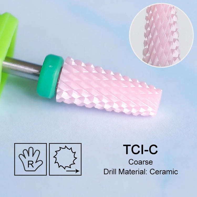 Pink Ceramic Carbide Nail Drill Bits Milling Cutter For Gel Polish Remover Electric Nail Machine Polishing Peeling File Home Salon Manicure Pedicure Accessories