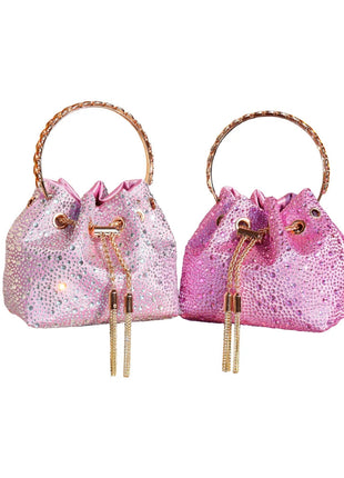 Handle Rhinestones Evening clutch Bag Purses and handbag luxury Designer shoulder bag Shiny Crystal Clutch purse bucket bag PlatiNum