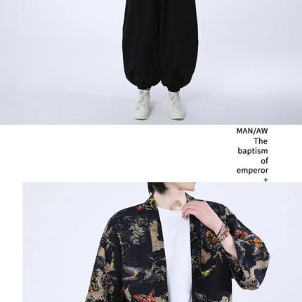 Camicie Uomo Yukata Cosplay Kimono Giapponese Retrò, Camicie Etniche Stampate da Uomo, Camicie in Lino Moda Donna, Blusa Oversize Haori